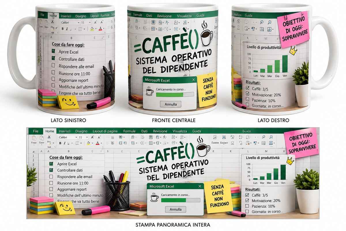 Mug bianca Excel caffè sistema operativo del dipendente