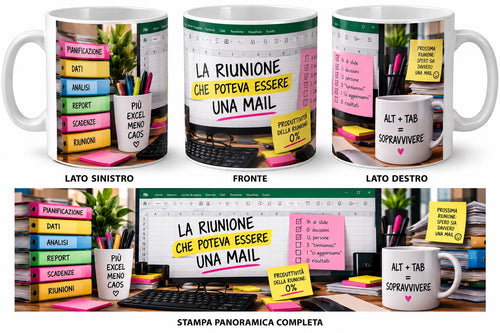 Mug bianca Excel riunione che poteva essere una mail