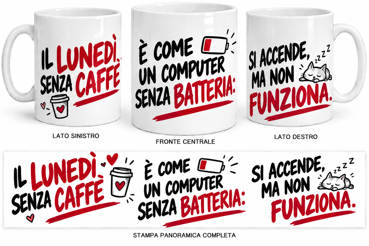 IL LUNEDÌ SENZA CAFFÈ È COME UN COMPUTER SENZA BATTERIA: SI ACCENDE, MA NON FUNZIONA.